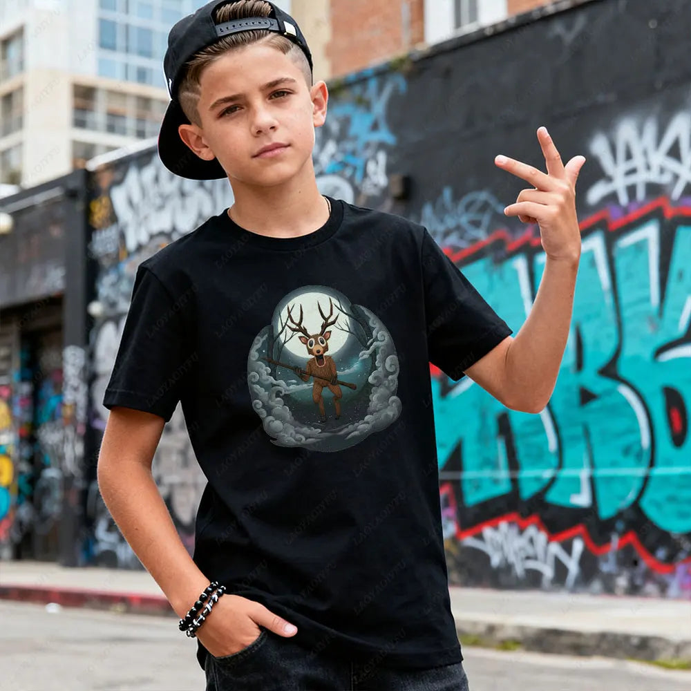 99 Nights in The Forest Inspired Deer Game Tee Perfect for Nature Lovers Birthday Gifts Fun Cute Cartoon Deer Kids T-Shirt Tops CB DROPSHIPPING