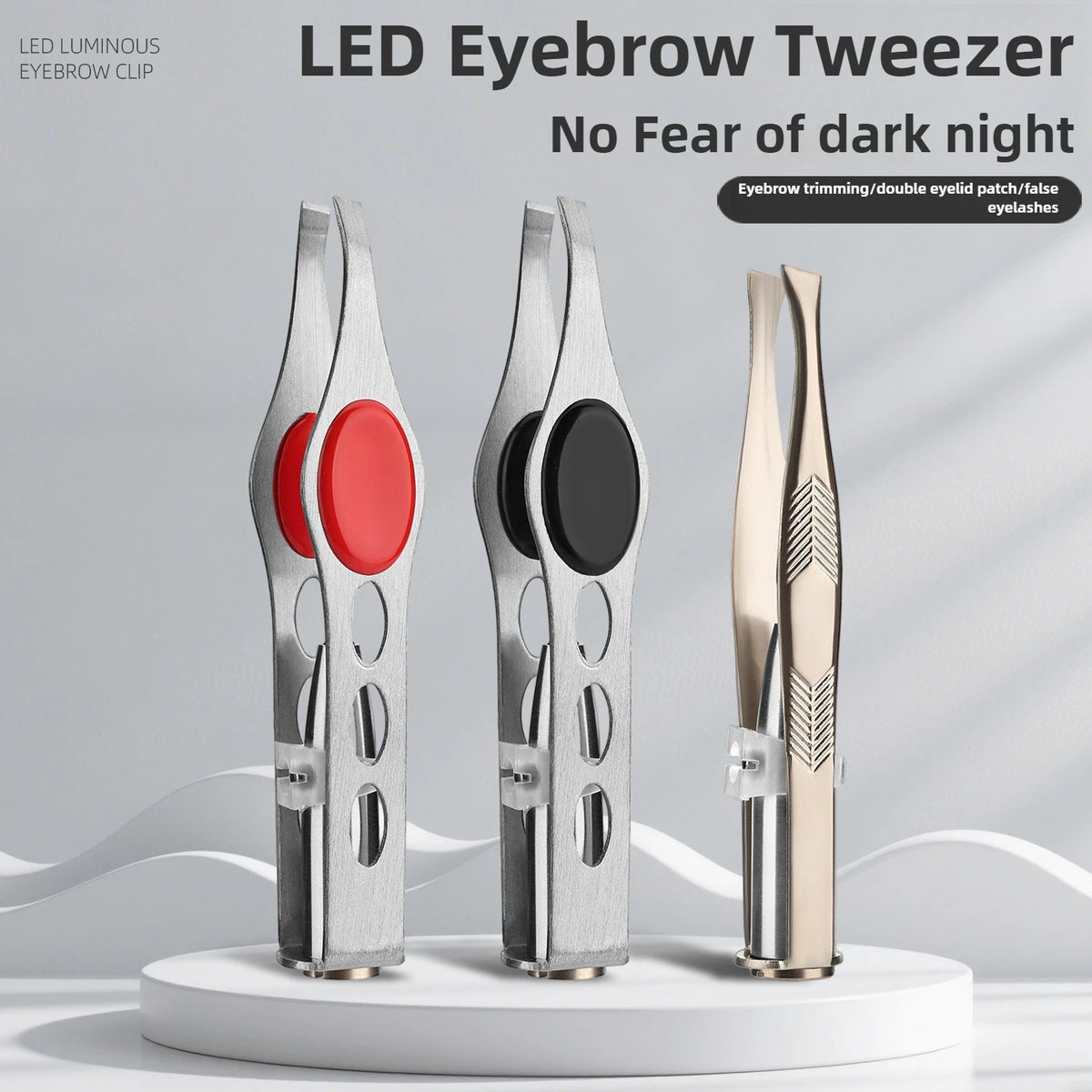 1pcs Hot Sales Portable Stainless Steel Button Cell Smart Design Eyebrow Hair Remove Tweezer with LED Light Makeup Tool CB DROPSHIPPING