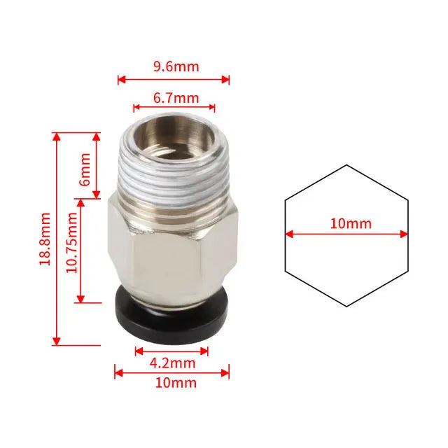 10Pcs PC4-M6 PC4-M10 PC6-01 Pneumatic Fitting PC4-M10 for Creality Ender 3/3 Pro/3 V2 Ender 5/5Pro/5 Plus CR-10 3D Printer Parts CB DROPSHIPPING