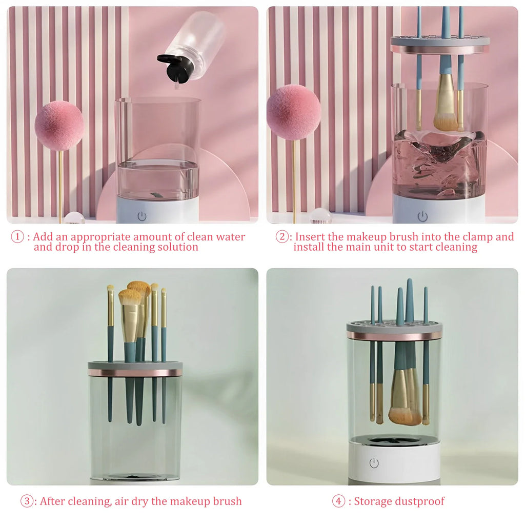 USB Powered Brush Washer & Dryer - Odorless Battery-Free Makeup Cleaner, Plug-and-Play Essential Beauty Accessory