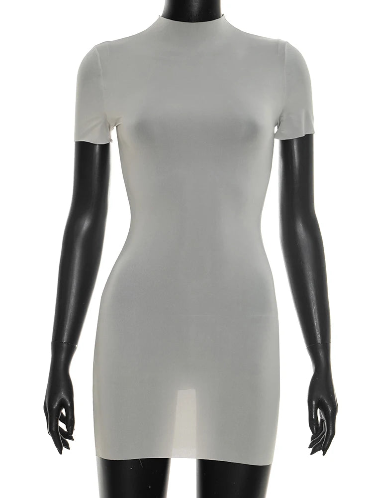 Weird Puss Wild See Through Dress Women Hottie Fashion Short Sleeve Stretch Skinny Coquette Midnight Street Party Club Bodycon