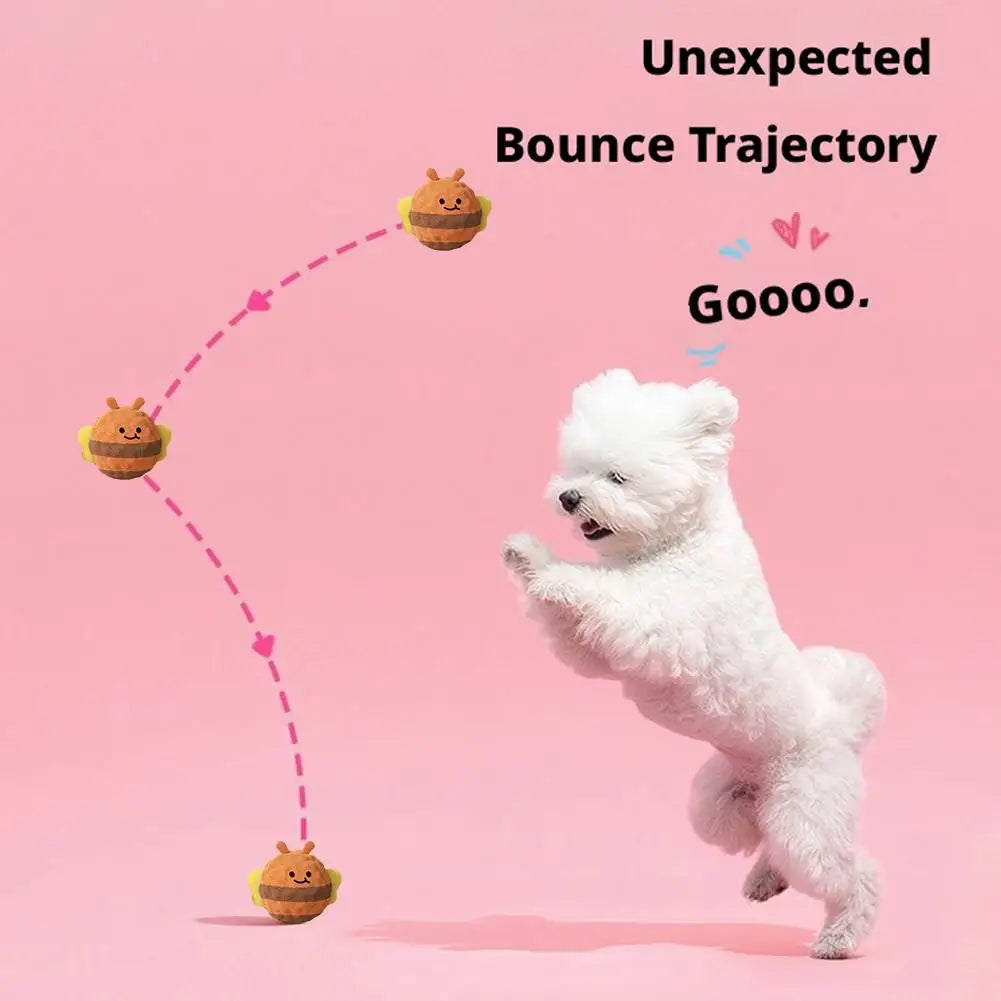 Dog Chew Toy Funny Interactive Bouncy Ball Cute Cartoon Pet Teeth Grinding Ball For Small Medium Dogs Voice Toys Washable