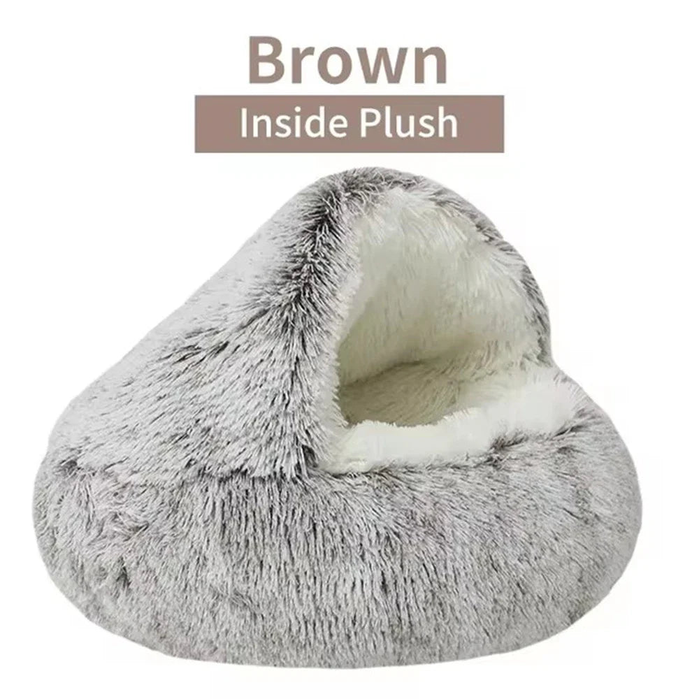 Winter Plush Pet Cat Bed Round Cat Cushion Cat House 2 In 1 Warm Cats Basket Pet Sleep Bag Kitten Nest Kennel for Small Dog Cats CB DROPSHIPPING