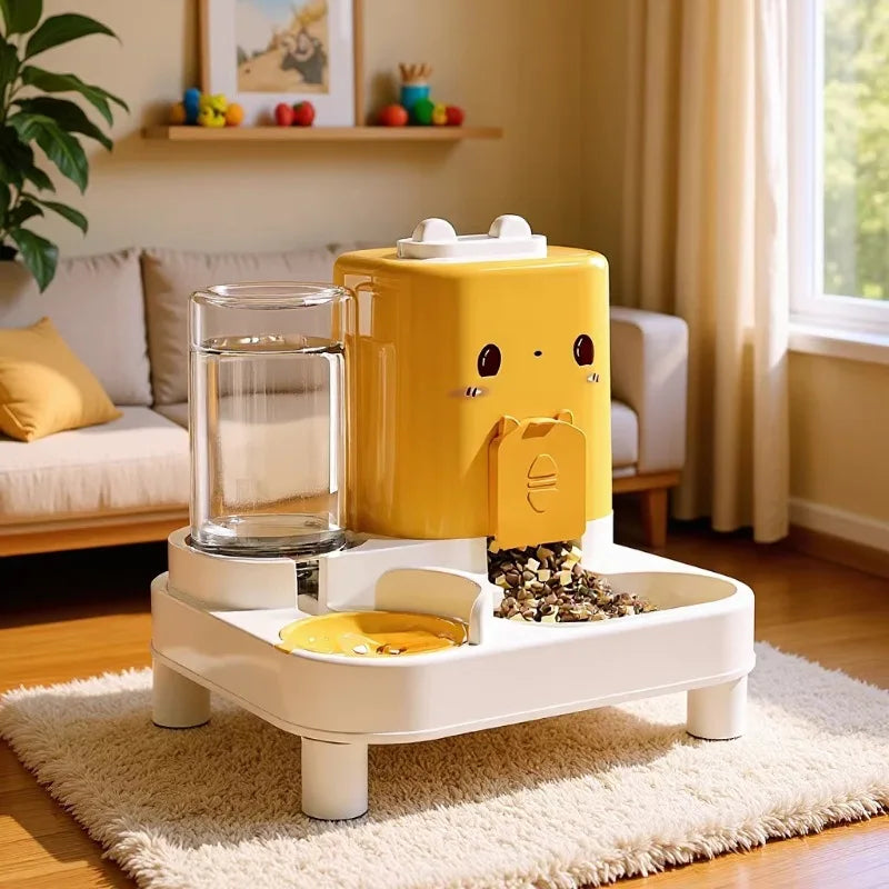 Cat Automatic Feeder Cat Dog Feeding and Water Fountain Drinker Cats Watering Supplies Food Storage Dispenser Pet Accessories
