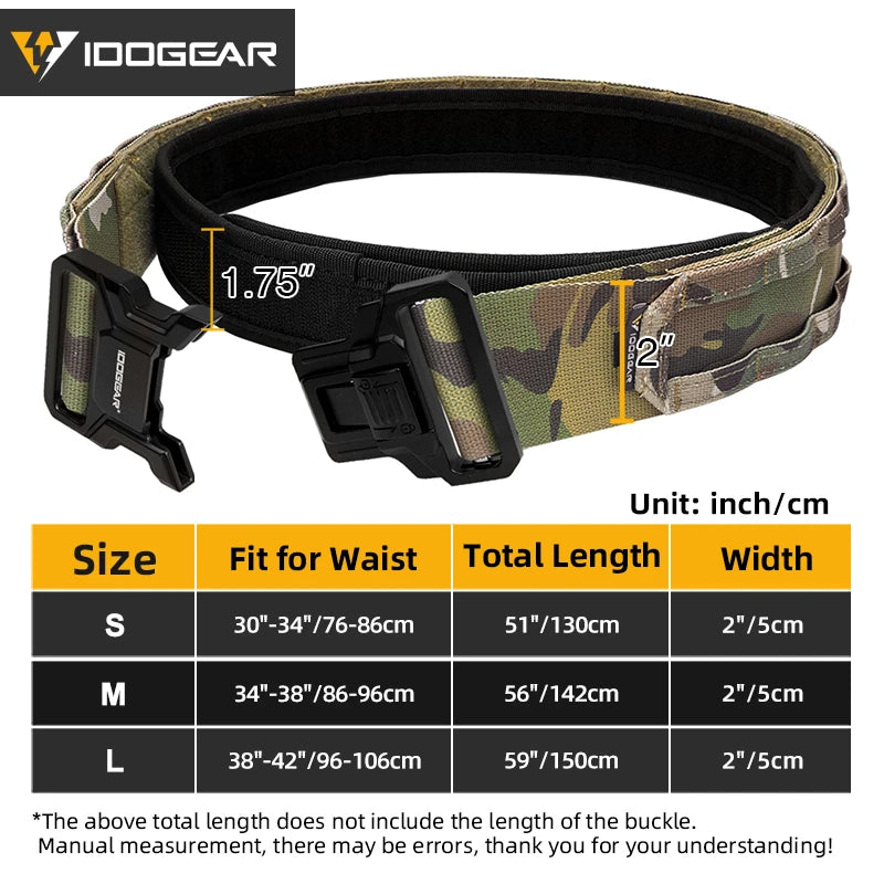 IDOGEAR Tactical 2" Belt Quick Release MOLLE Belt With Inner Outer Adjustable For Men Outdoor Sport Airsoft 3444 CB DROPSHIPPING