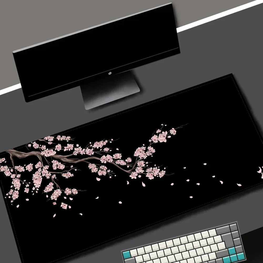 Black Sakura Gaming Mouse Pad Kawaii Purple Desk Mat Large Office Carpet Accessories Cherry Blossom Mousepad Gamer Computer Mats CB DROPSHIPPING