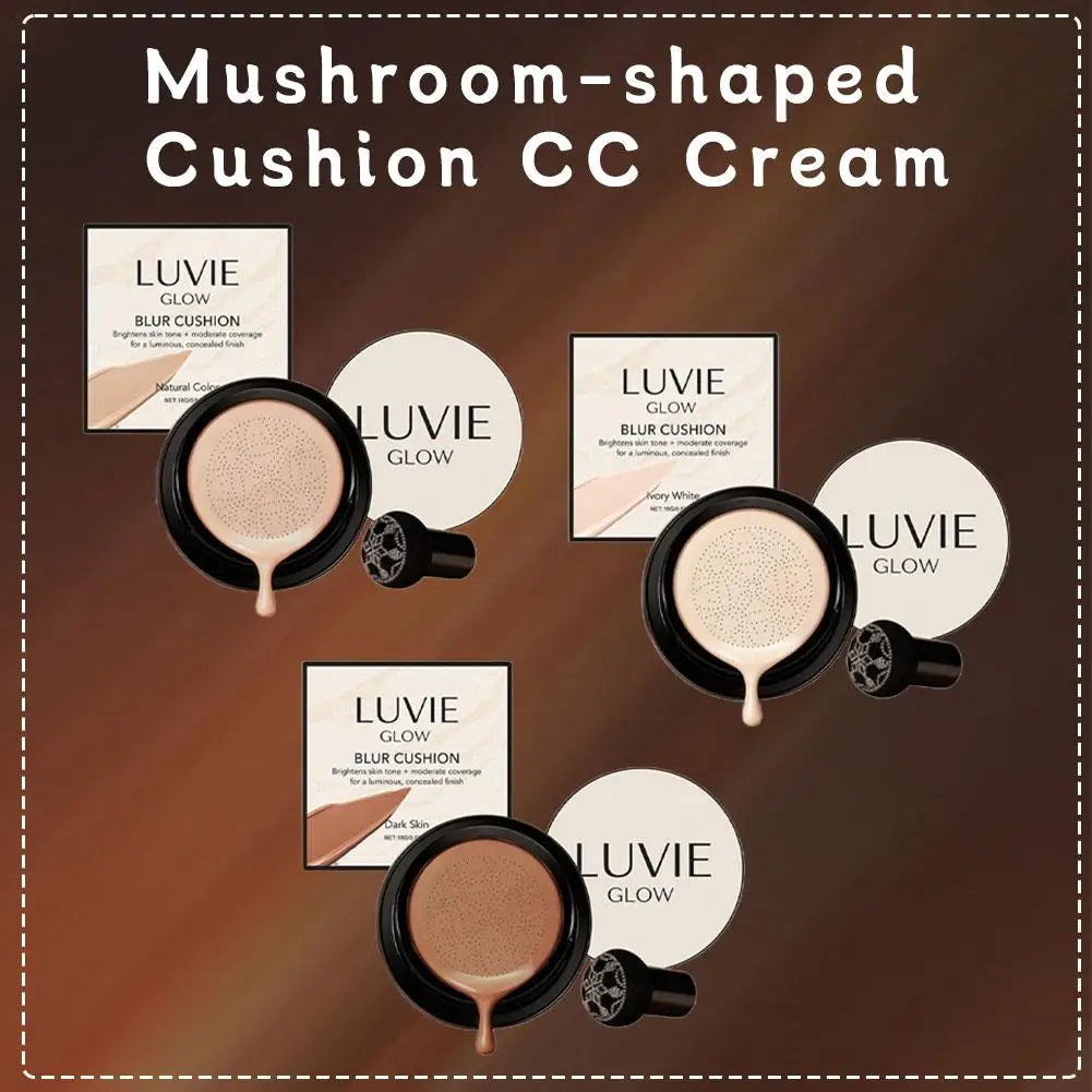 LUVIE GLOW Mushroom Head Air Cushion BB Cream Foundation Cream Face Concealer Moisturizing Waterproof Magic Foundation Makeup