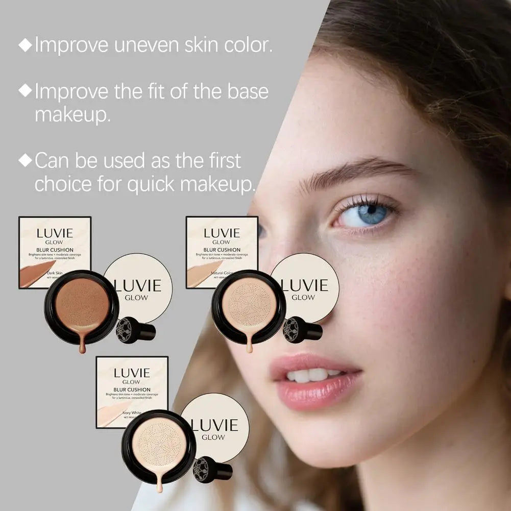 LUVIE GLOW Mushroom Head Air Cushion BB Cream Foundation Cream Face Concealer Moisturizing Waterproof Magic Foundation Makeup