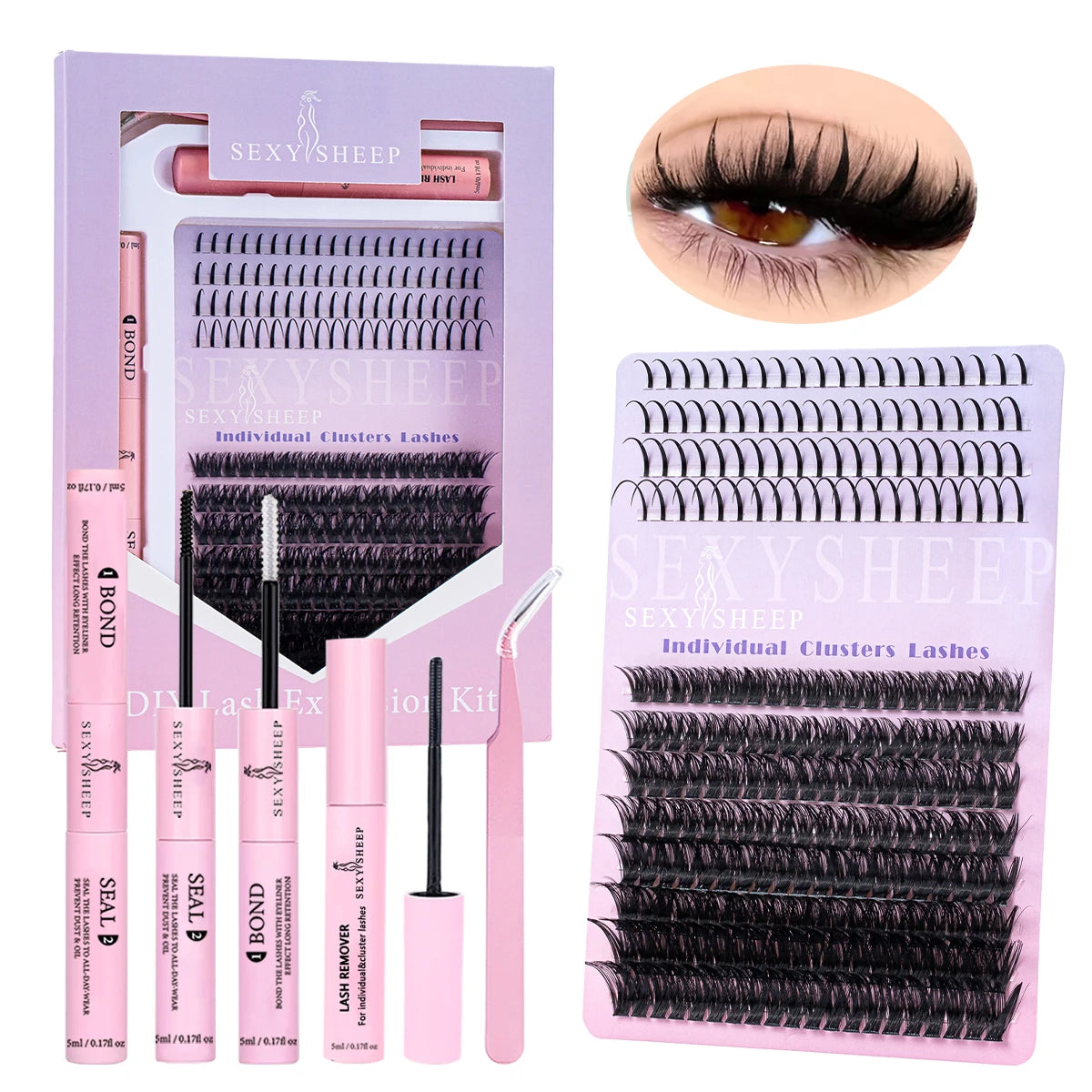 DIY Lash Extension Kit 8-16mm Mix Mink Soft Individual Lashes Cluster Natural Eyelash Extensions With Bond And Seal Makeup CB DROPSHIPPING