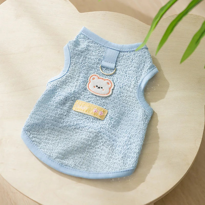 Cute Dog Cooling Vest Solid Breathable Mesh Thin Dog Summer Clothes Chihuahua Bichon Pet Clothing Cat T Shirts Puppy Undershirt