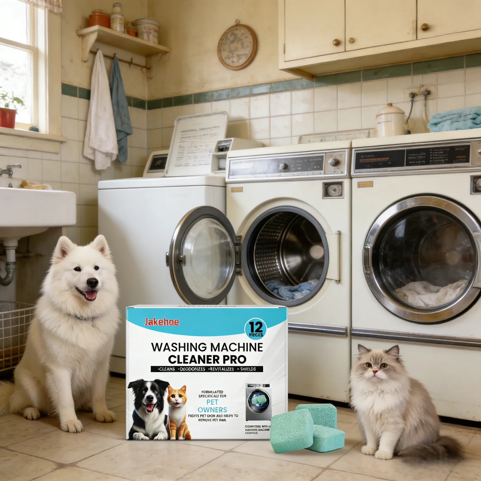 Jakehoe Washing Machine Cleaner for Pet Raising Family Deep Descaling Remove Stubborn Dirt Fresh Scent Internal Cleaning Tablets