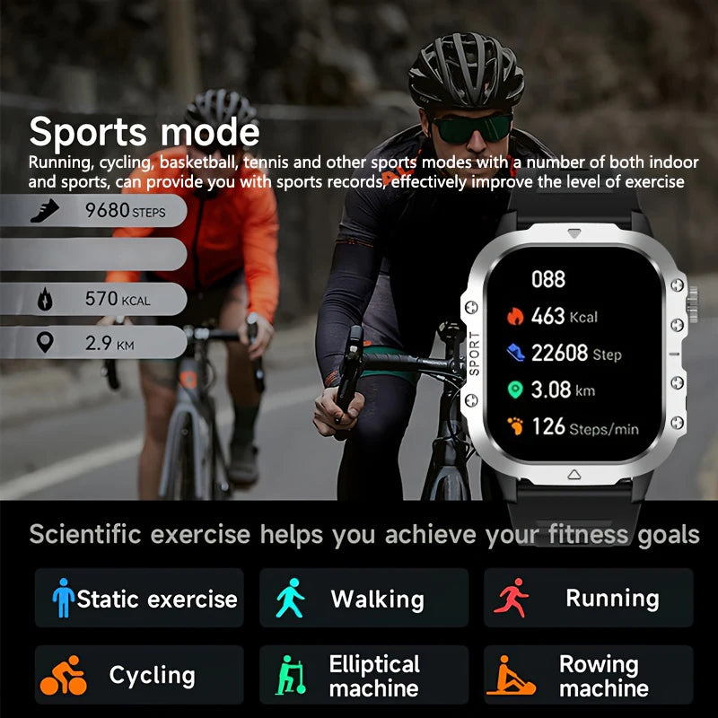 LAXASFIT 2026 New LED Men's Smart Watch Bluetooth Voice Control Multi-Sport Modes Health Monitoring Outdoor Sports Smartwatch