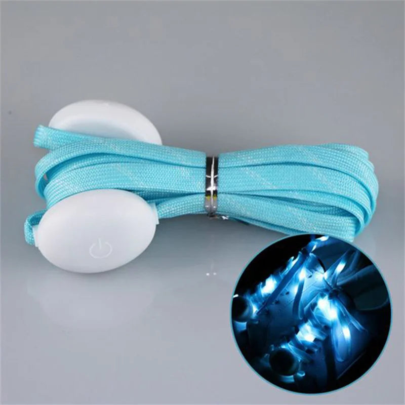 2Pcs LED Sport Luminous Shoelaces Glow Shoe Strings Round Flash Light Shoelaces Batteries No Tie Lazy Shoe Laces Party Decor