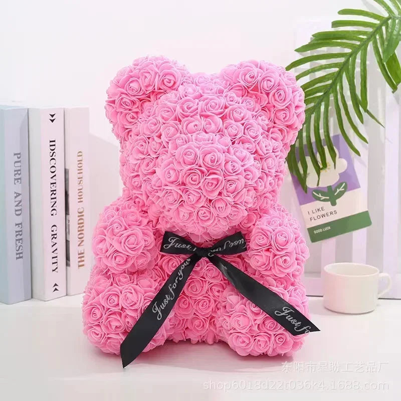 Artificial Rose Bear Flower Valentine's Day Gift Birthday Anniversary Gift with DIY Gift Box Packaging Wedding Decoration