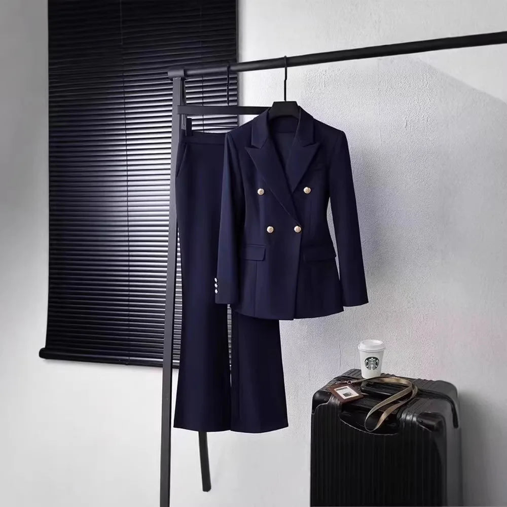 Professional Suit Set Women's Interview Formal Iron-Free Commuter Two-Piece Spring New Style Long Sleeve Long Pants