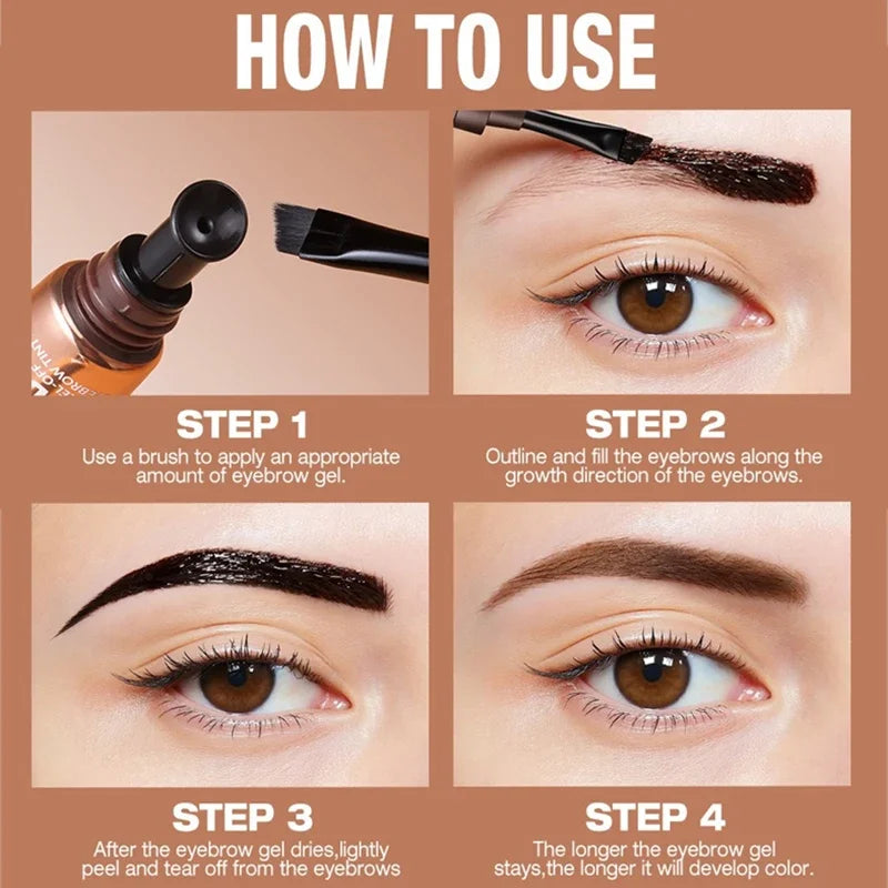 Peel Off Eyebrow Gel Cream Semi Permanent Brow Tint Long-Lasting Waterproof Transfer-Proof for Fuller Defined Brows Makeup