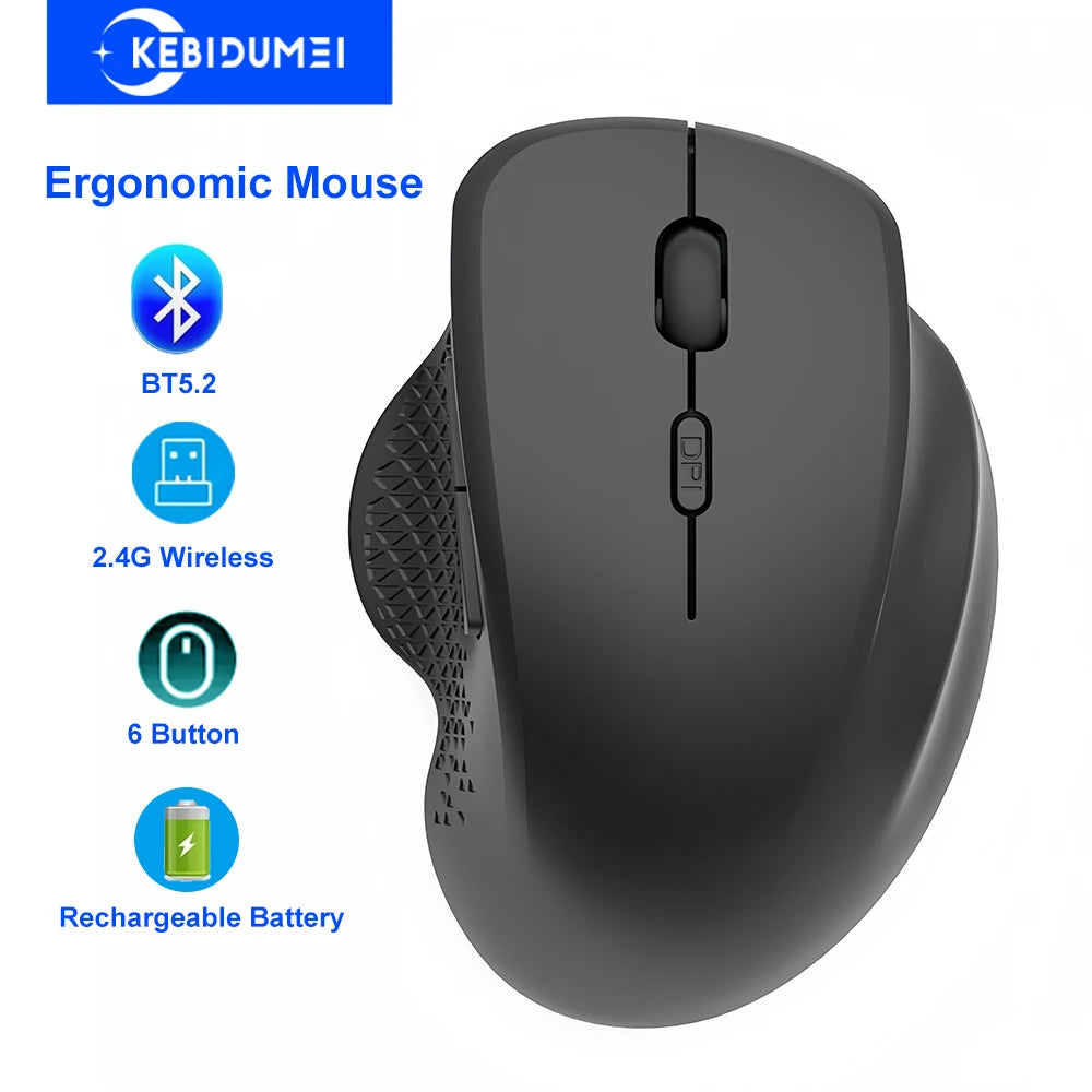 6 Button Ergonomic Mouse 2.4G Wireless Mouse Bluetooth Mouse 400mAh Rechargeable Gaming Mice 1600DPI Optical Mouse For PC Laptop CB DROPSHIPPING