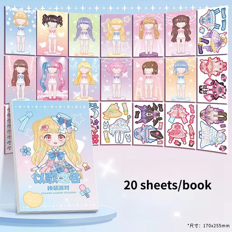 DIY Dress Up Sticker Girl Paper Doll Quiet Book Sweet Cool Girl Star Doll Change Clothes Scrapbook Craft Children's Makeup Book CB DROPSHIPPING