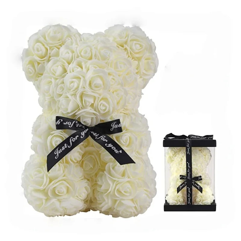 Fashion Artificial Rose Bear Gifts PE Eternal Rose Bear for Mom Mother's Day Birthday Valentine's Day Wedding Party Decoration