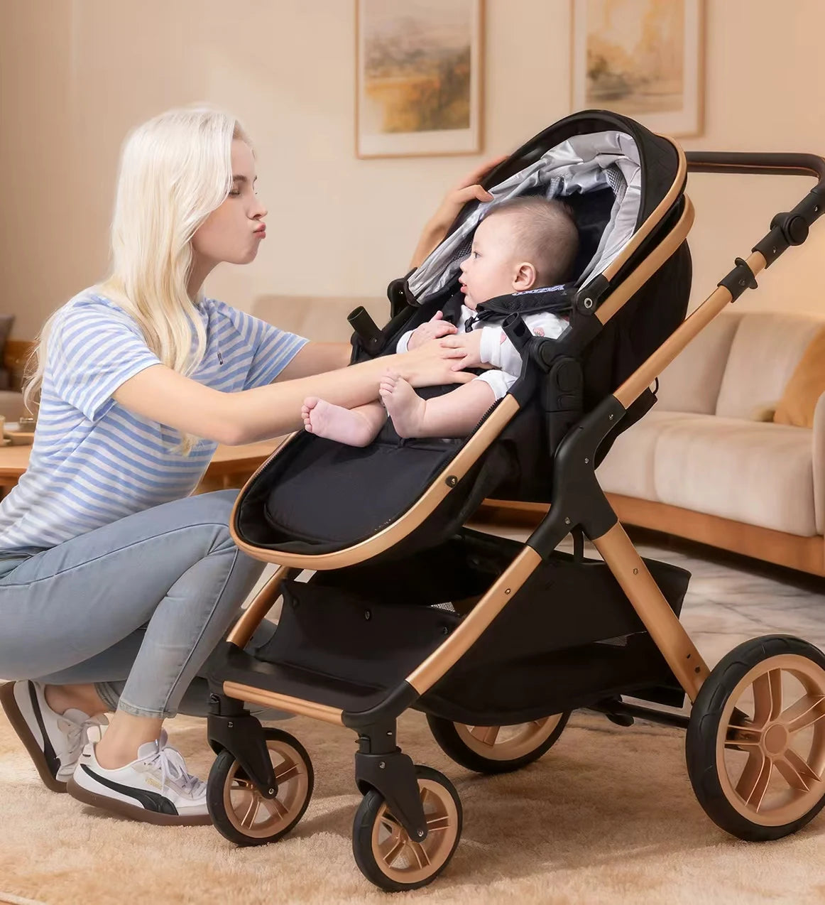 3-in-1 baby stroller travel system lightweight pram for newborns compact foldable Winter baby stroller baby buggy all-terrain CB DROPSHIPPING