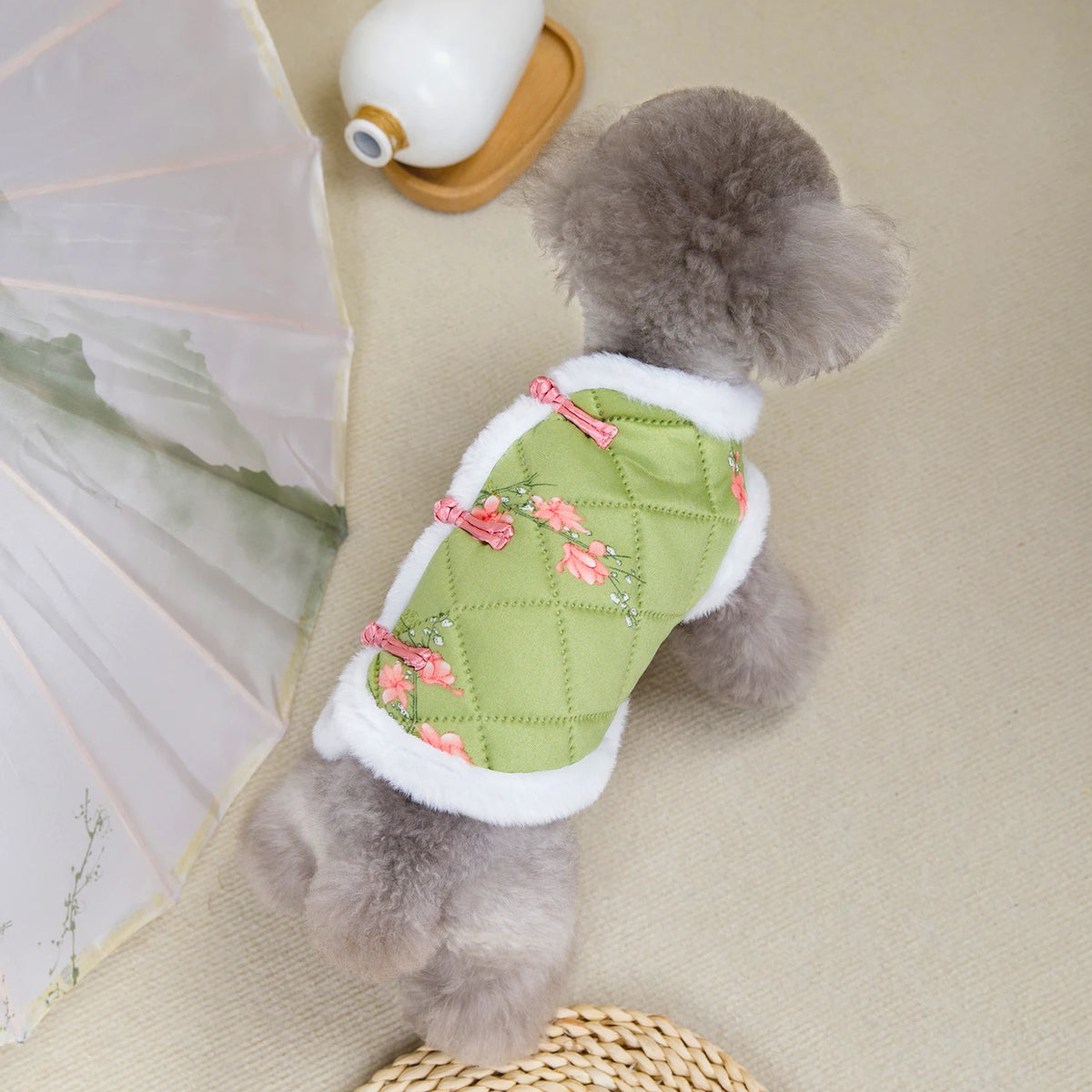 New Year Chinese Style Pet Dog Tang Suit  Warm Pet Vest Clothes Festival Small Dogs Winter Jacket Dog Costume Outfits CB DROPSHIPPING