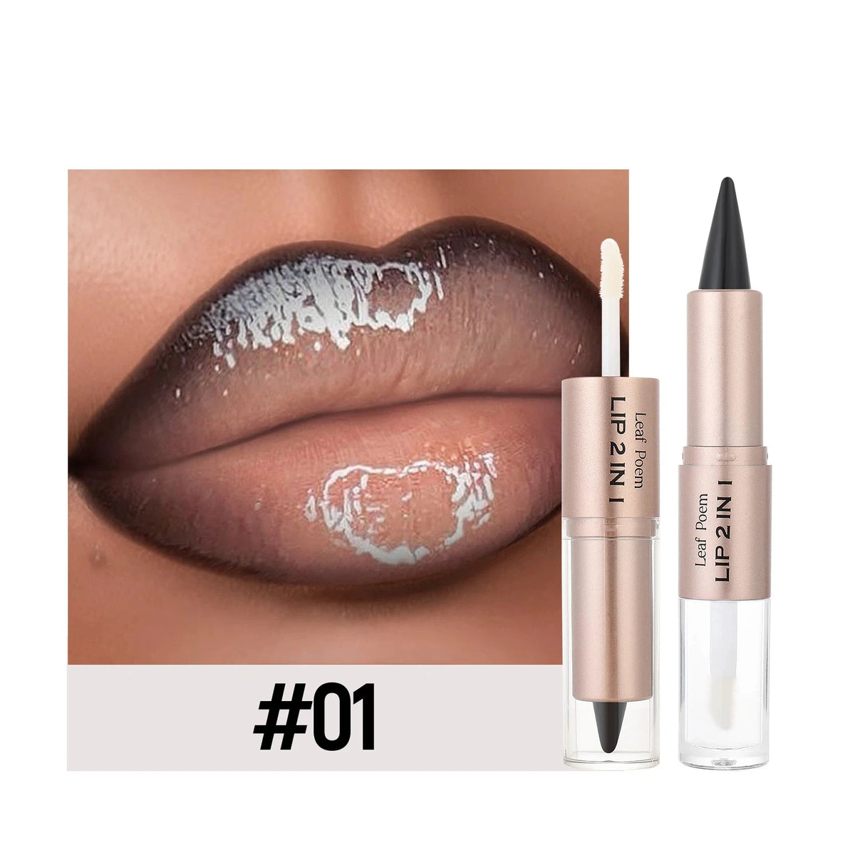 Black Brown Tapered Lip Liner Contour Pencil Double Head Mirror Plumping Lip Glaze Crystal Lip Gloss Sexy Red Lips Tint Makeup CB DROPSHIPPING