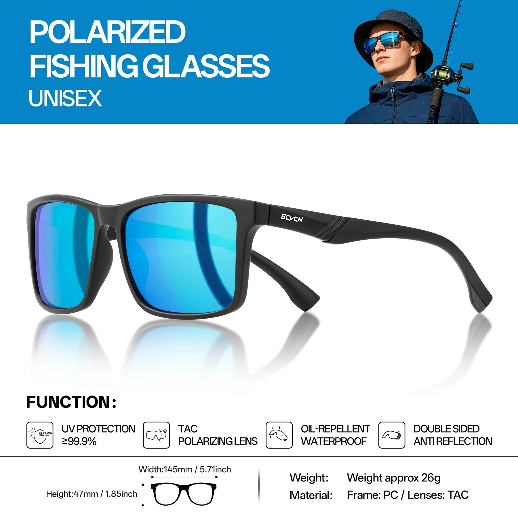 SCVCN Fishing Polarized Sunglasses Outdoor Sport Photochromic Glasses Men Outdoor Cycling Bike UV400 Protective Hiking Goggles CB DROPSHIPPING