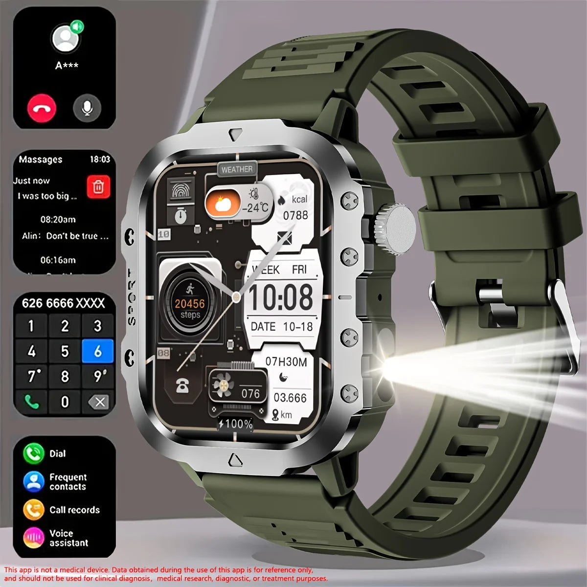 LAXASFIT 2026 New LED Men's Smart Watch Bluetooth Voice Control Multi-Sport Modes Health Monitoring Outdoor Sports Smartwatch
