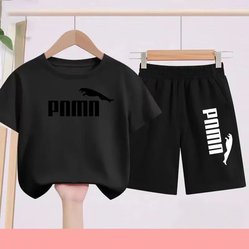 Summer 2 Piece Set 3-12 Age Children T-Shirt Letters Casual Short Sleeve+Shorts Boy Girl Comfortable Breathable Sportswear CB DROPSHIPPING