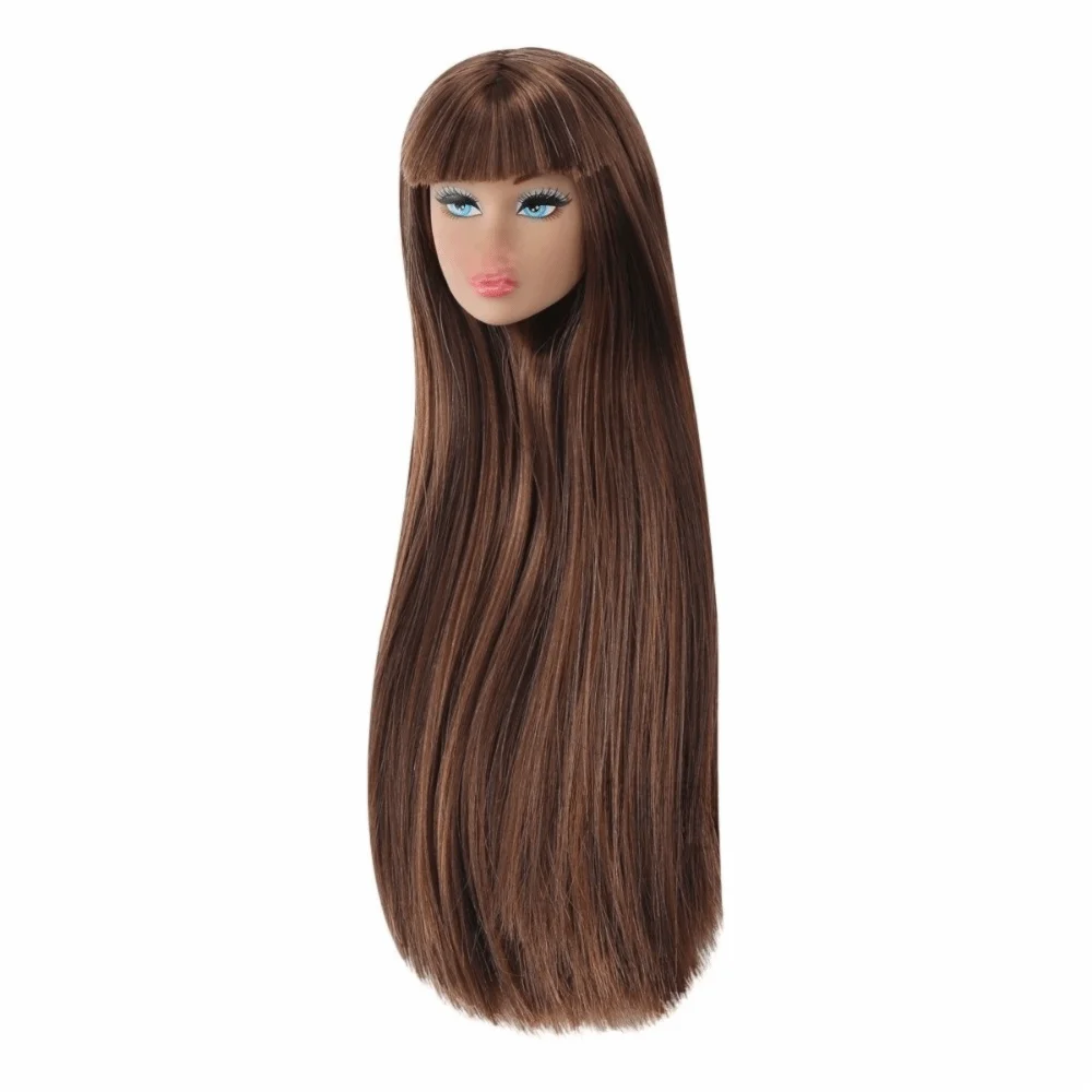 European Face Doll Head Long Hair White Normal Tan Skin Practice Makeup Head Fashion Doll Head for 11.5 Inch BJD Doll Body