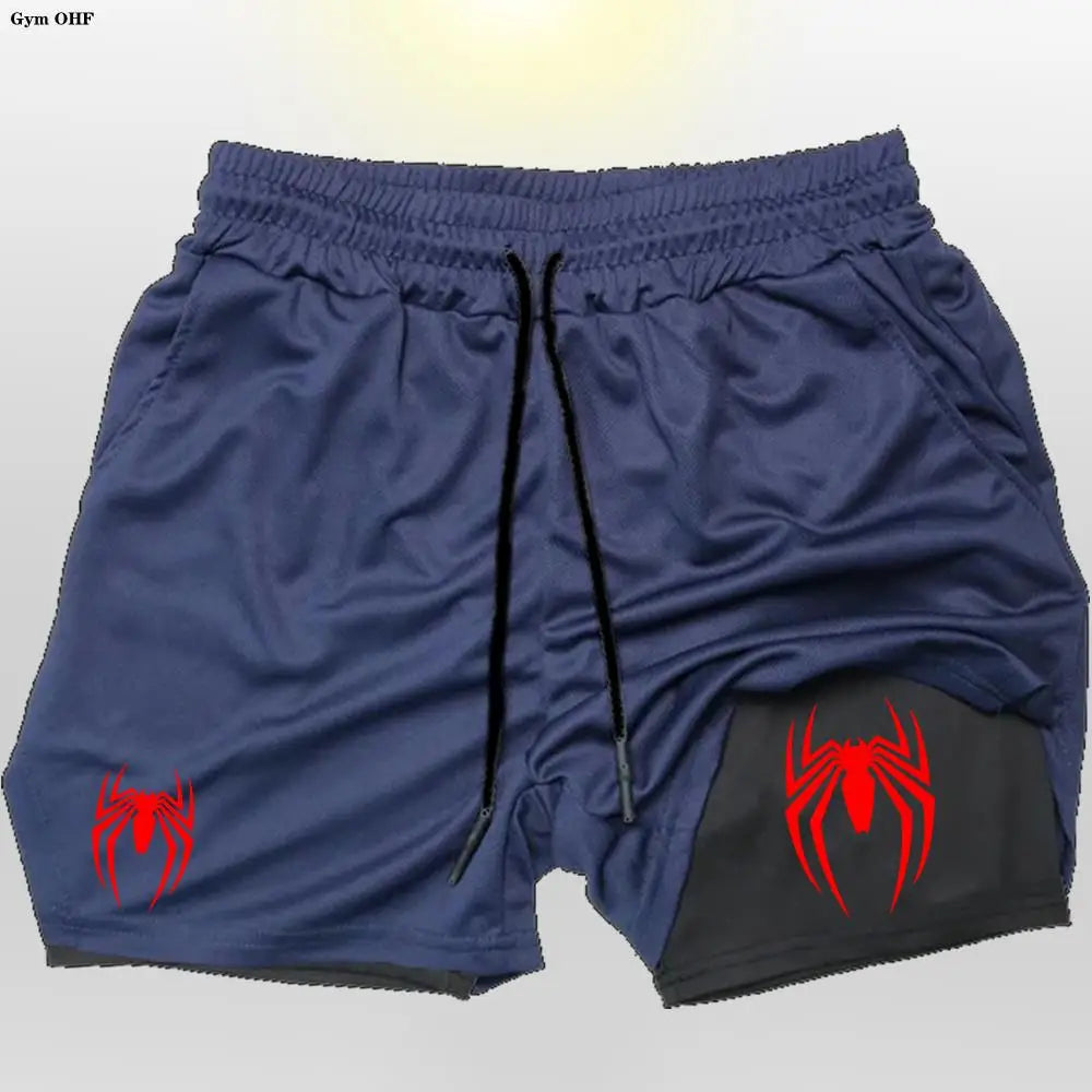 Sport Shorts Men 2099 Spider Sportswear Double-Deck Running Shorts 2 In 1 Beach Bottoms Summer Gym Fitness Training Short Pants CB DROPSHIPPING