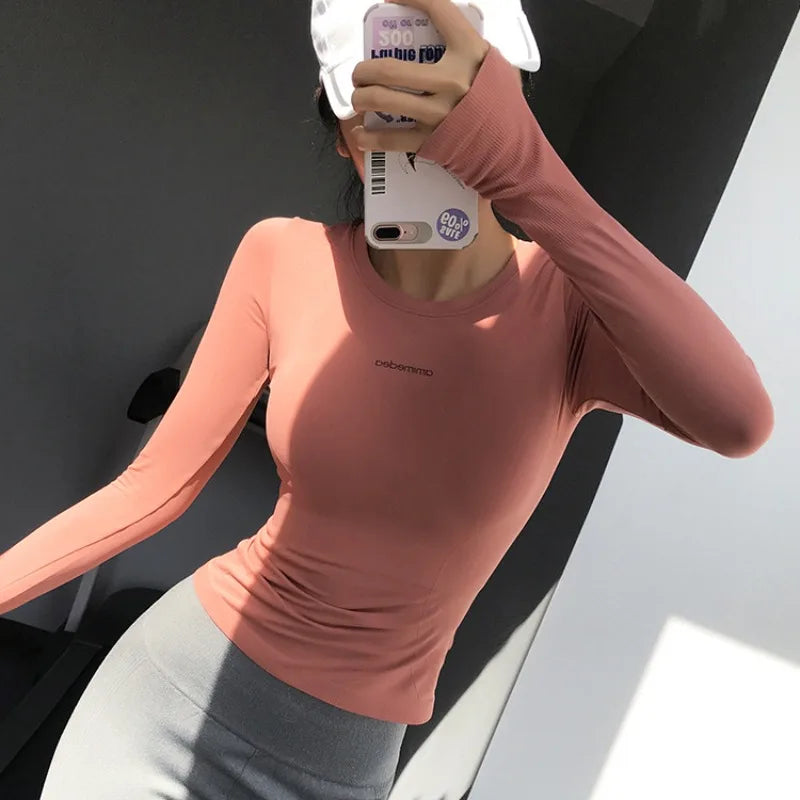 Fitness Tops Women Tight Sports Long Sleeve Yoga Clothing Running Training Clothes Gym Workout Shirt Comfortable Training Cloth CB DROPSHIPPING