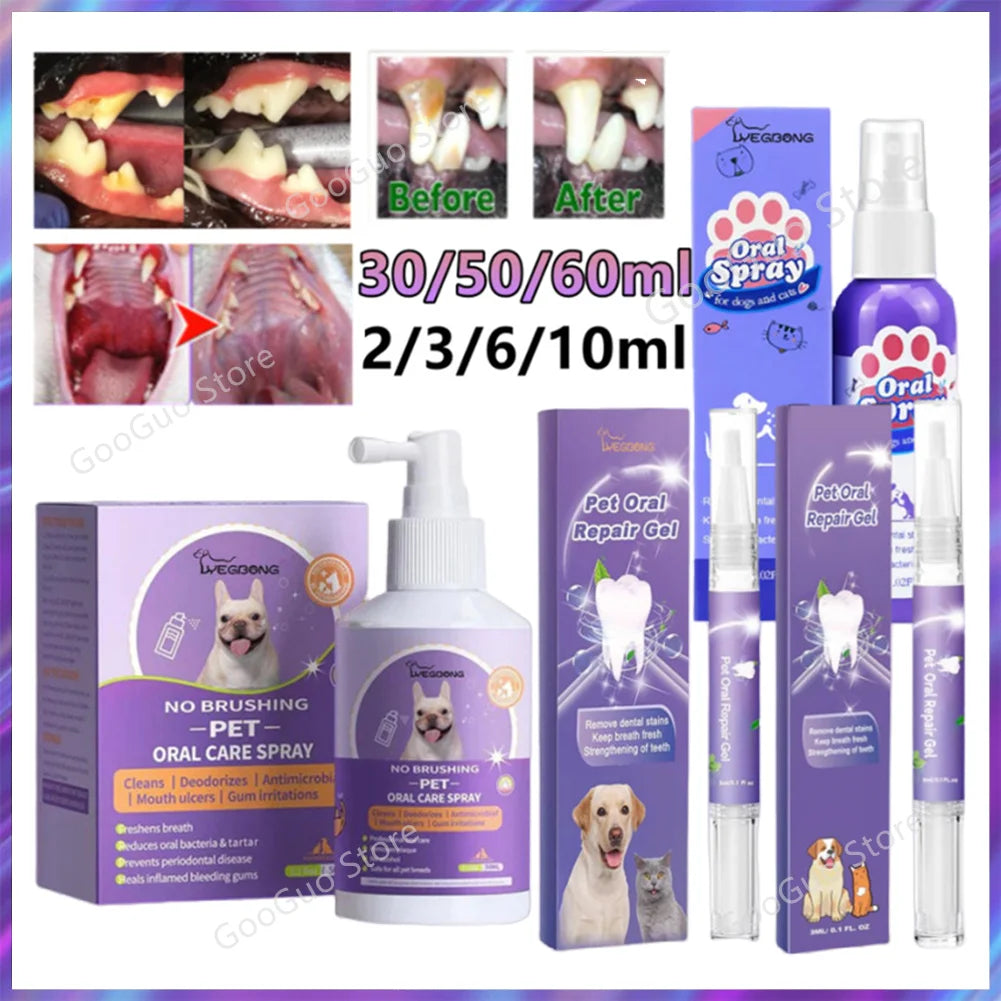 Pet Teeth Clean Supplies Pet Oral Repair Gel Pet Oral Care Spray Bad Breath Remover Teeth Cleaning Freshener Oral Deodorant