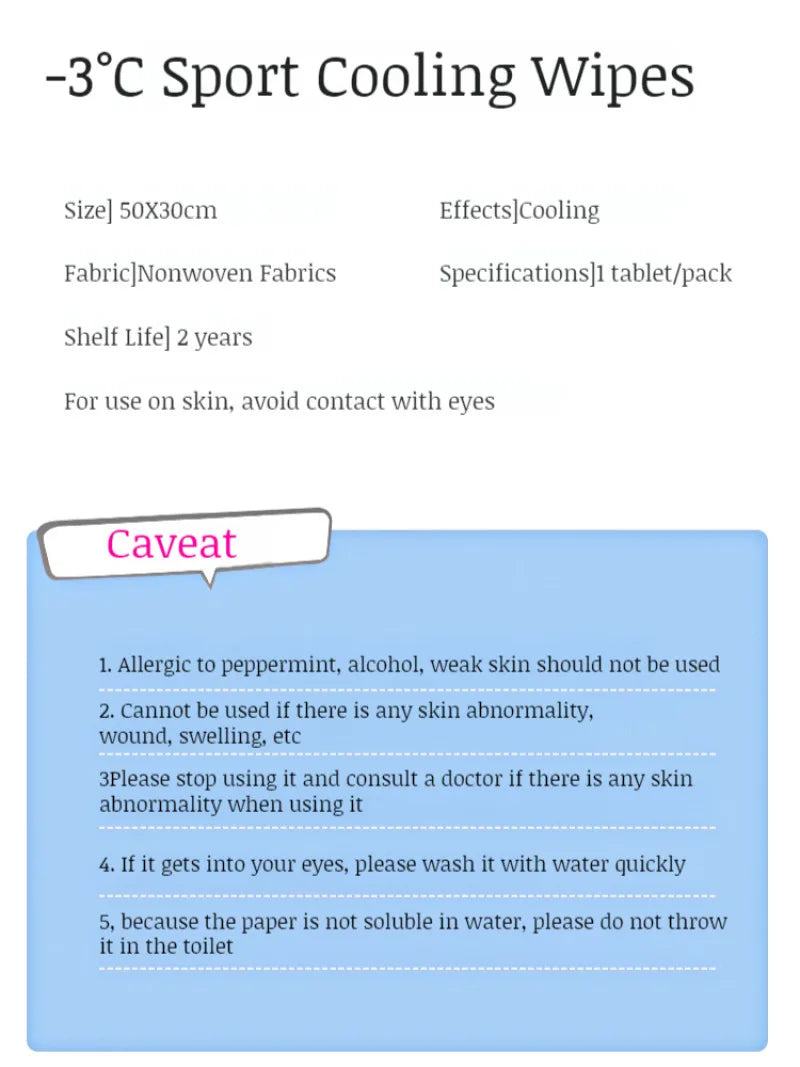 Extra Large Cooling Wet Wipes Instant Ice Cold Refreshing Summer Portable Oversized Sweat Wipes for Adult Sport Outdoor Driving