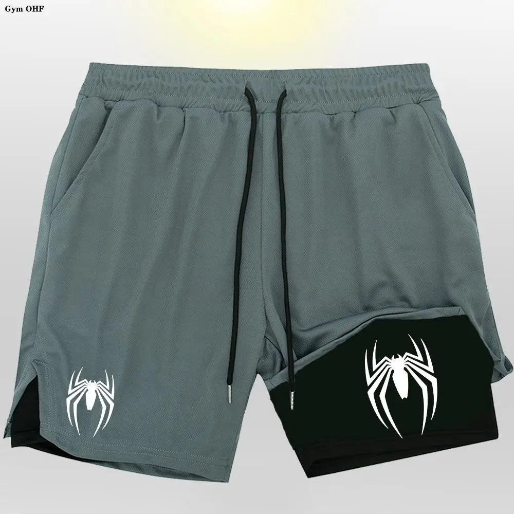 Sport Shorts Men 2099 Spider Sportswear Double-Deck Running Shorts 2 In 1 Beach Bottoms Summer Gym Fitness Training Short Pants CB DROPSHIPPING