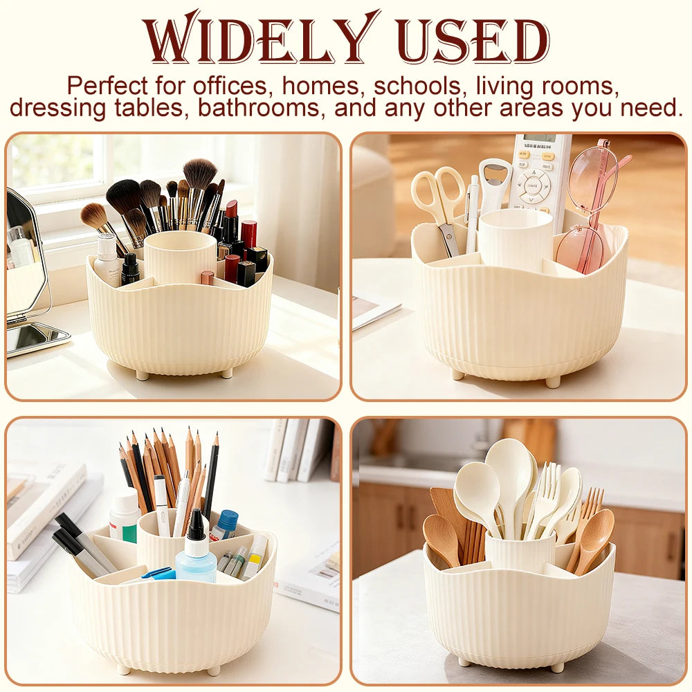 Rotating Makeup Organizer, Cosmetic Display Case with Brush Holder Perfume Tray, Storage Carousel for Vanity Bathroom Countertop CB DROPSHIPPING