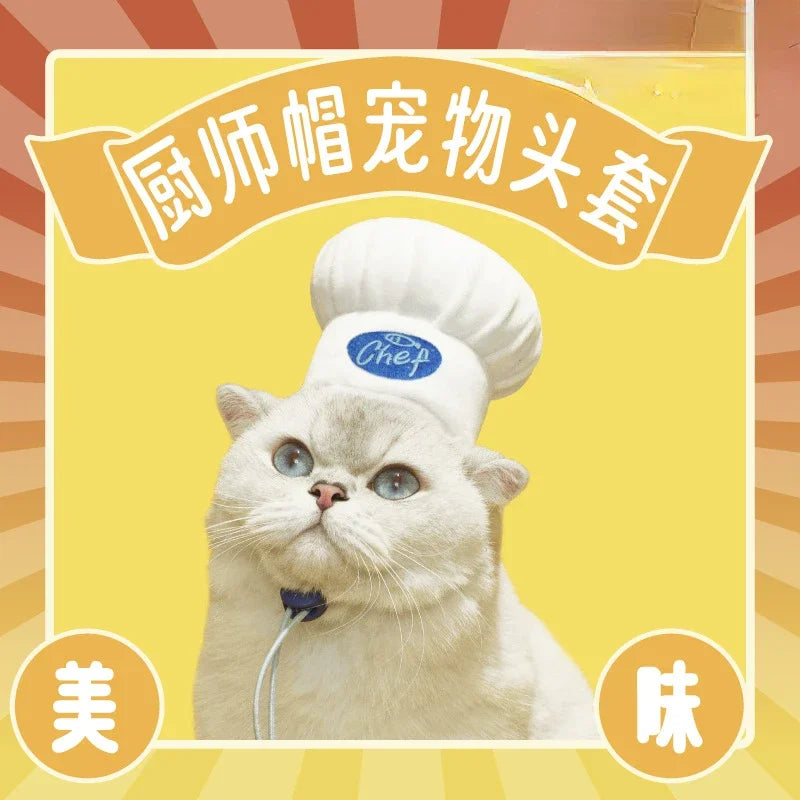 Chef Hat Pet Head Cover Adjustable Pet Hat Dog Photo Decoration Cat Universal Pet Supplies Dog Accessories for Small Dogs