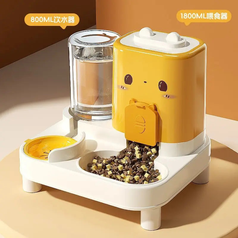 Cat Automatic Feeder Cat Dog Feeding and Water Fountain Drinker Cats Watering Supplies Food Storage Dispenser Pet Accessories