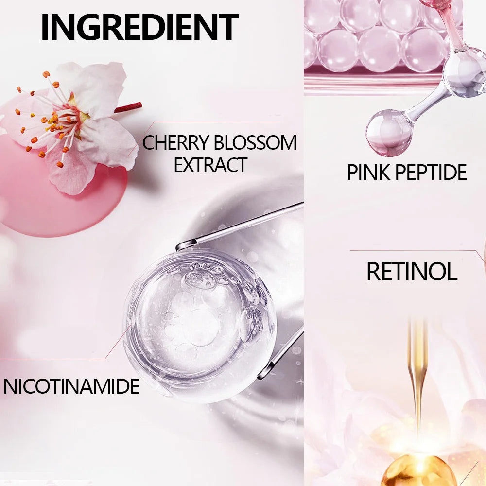 4-Piece Day & Night Skincare Set: Pink Peptide Vitamin C Day Cream + Sakura Retinol Night Cream & Essence for Hydration, Firmnes CB DROPSHIPPING