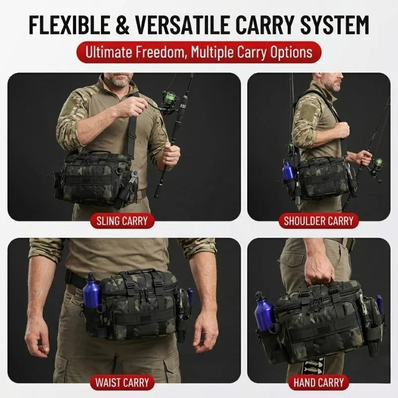 Fishing Tackle Shoulder Bag Storage Bag Waterproof Portable Large Capacity with Fish Rod Holder Outdoor Sport Accessories Gear CB DROPSHIPPING