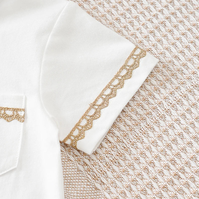 Newborn Baby Clothes Middle Eastern traditional ethnic style Islamic cotton Ramadan White summer short sleeved baby jumpsuit CB DROPSHIPPING