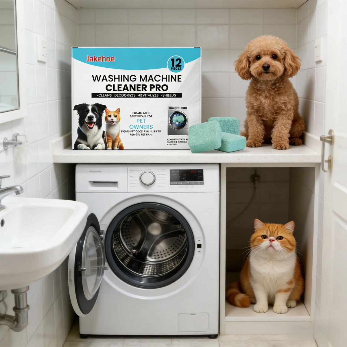 Jakehoe Washing Machine Cleaner for Pet Raising Family Deep Descaling Remove Stubborn Dirt Fresh Scent Internal Cleaning Tablets