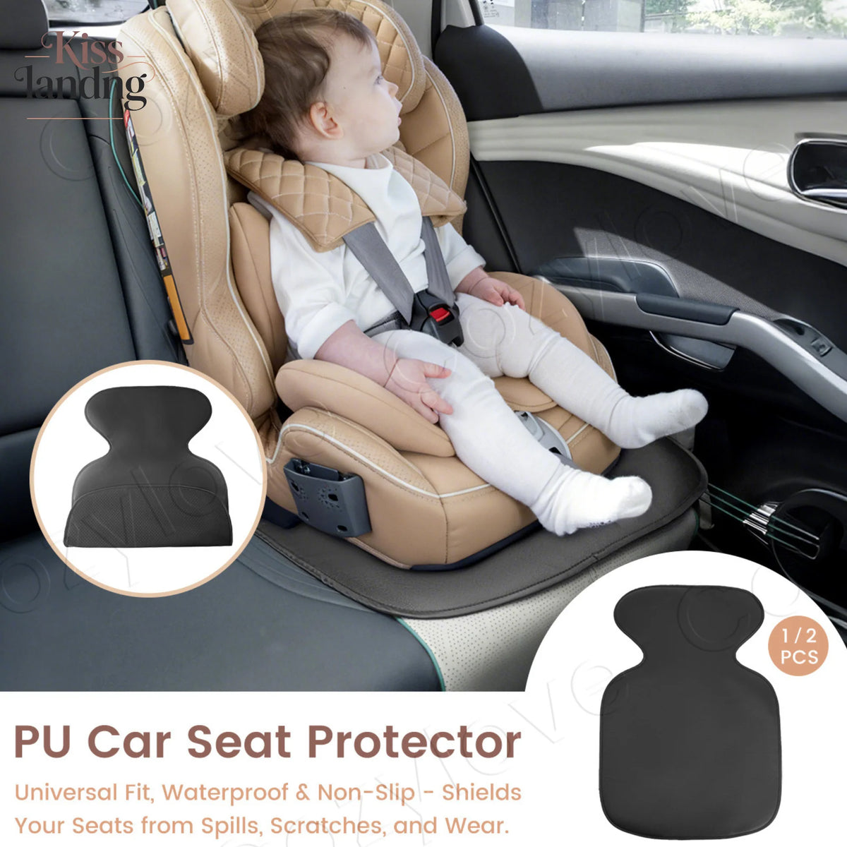 1/2 PCS PU Leather Car Seat Protector Waterproof Non-slip Child Car Seat Mat for Baby Safety Seats CB DROPSHIPPING