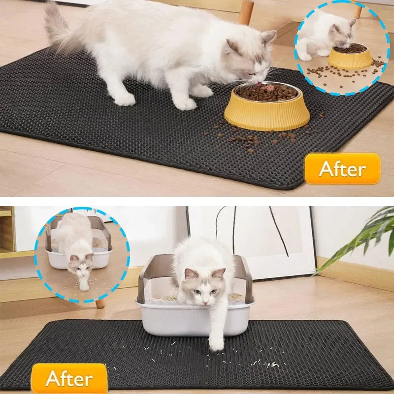 Cat Litter Mat Non Slip Big Pet Litter Box Filter Mat Double Layer Wear Resistant Waterproof Cat Litter Mat Pet Clean Supplies CB DROPSHIPPING