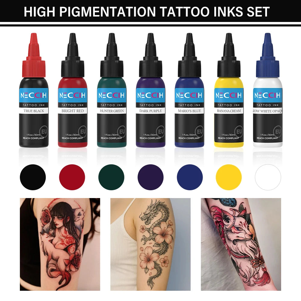 30ML Tattoo Ink - Professional Tattoo Ink Long Lasting Color Tattoo Pigment Makeup Works for Practice Tattoo Supplies