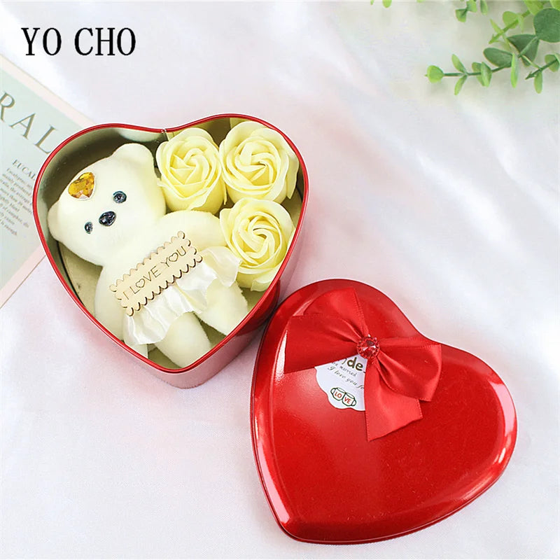 Heart Scented Bath Body Petal Rose Flower Soap Roses Bear Gift Box Valentine's Day New Year Wedding Decoration Selling Wedding