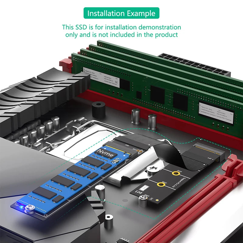 20CM M2 NVME SSD Extension Cable PCI Express 4.0 X4 M Key Extender 180 Degree Support 2230 2242 2260 2280 PCI-E 4.0 NVME M.2 SSD CB DROPSHIPPING