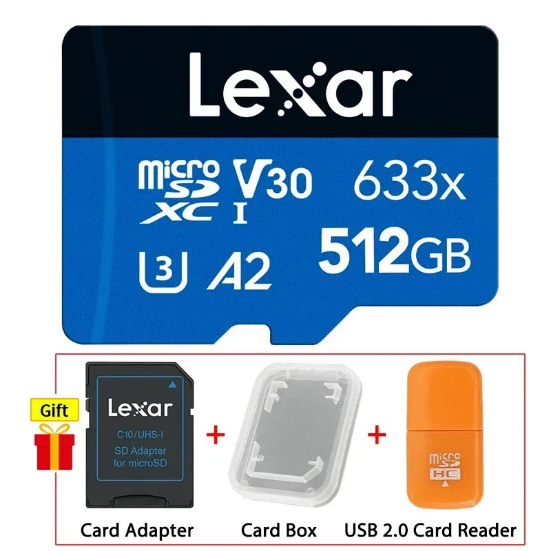 Lexar Micro SD Card New Original 128GB 32GB 64GB 256GB 512GB Memory Card A1 A2 Class10 TF Flash Card for Drone Sport Camcorder CB DROPSHIPPING