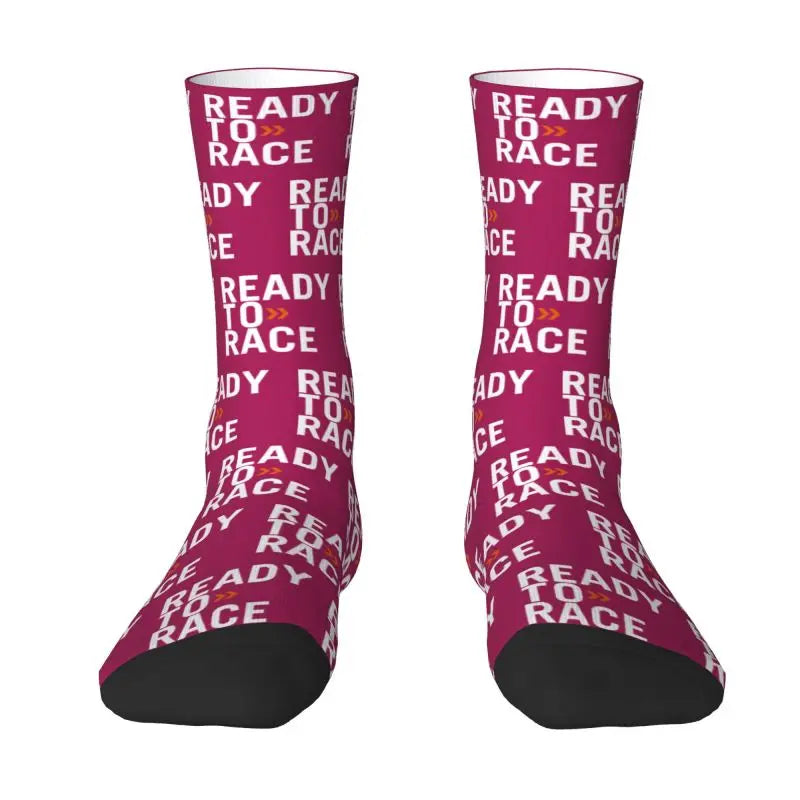 Custom Ready To Race Logo Crew Socks Unisex Cool 3D Print Racing Sport Motorcycle Rider Dress Socks