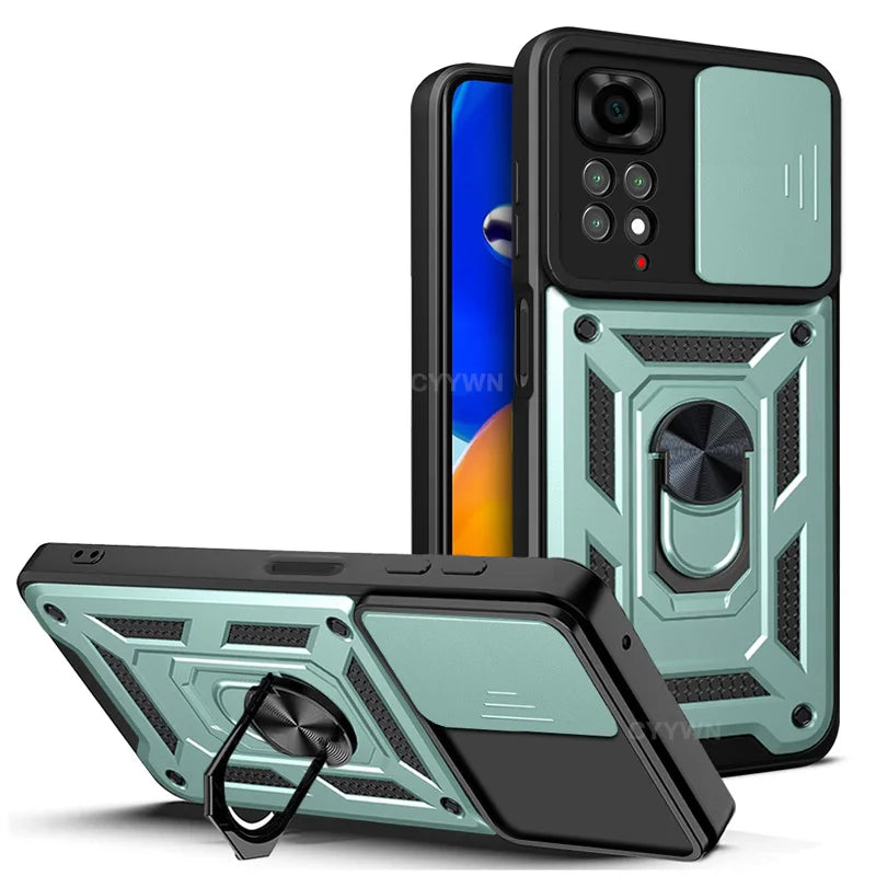 Slide Camera Lens Protector Armor Case For Redmi Note 13 12 11 10 Pro Plus 10s 11s 12s 13C 12C Military Grade Bumpers Ring Cover CB DROPSHIPPING